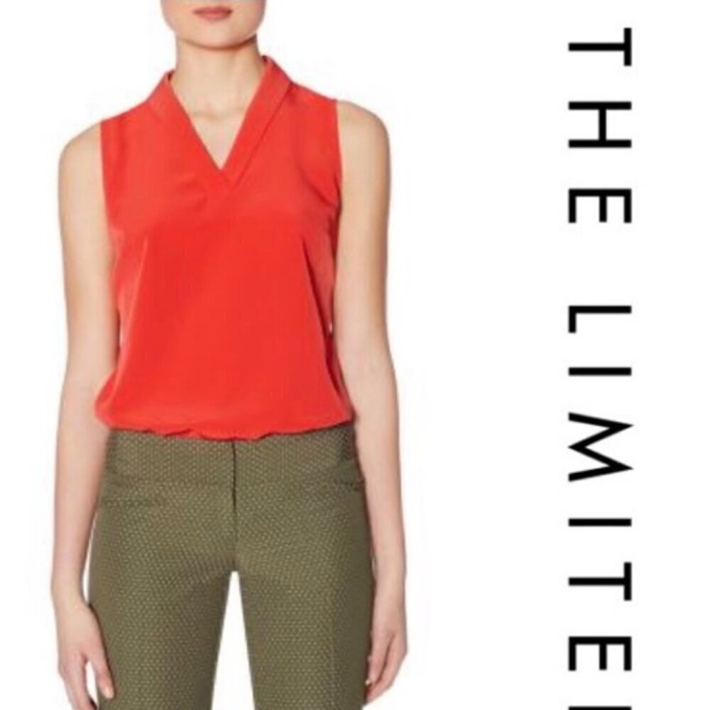 THE LIMITED Bright Orange V-Neck Sleeveless Blouse Size S